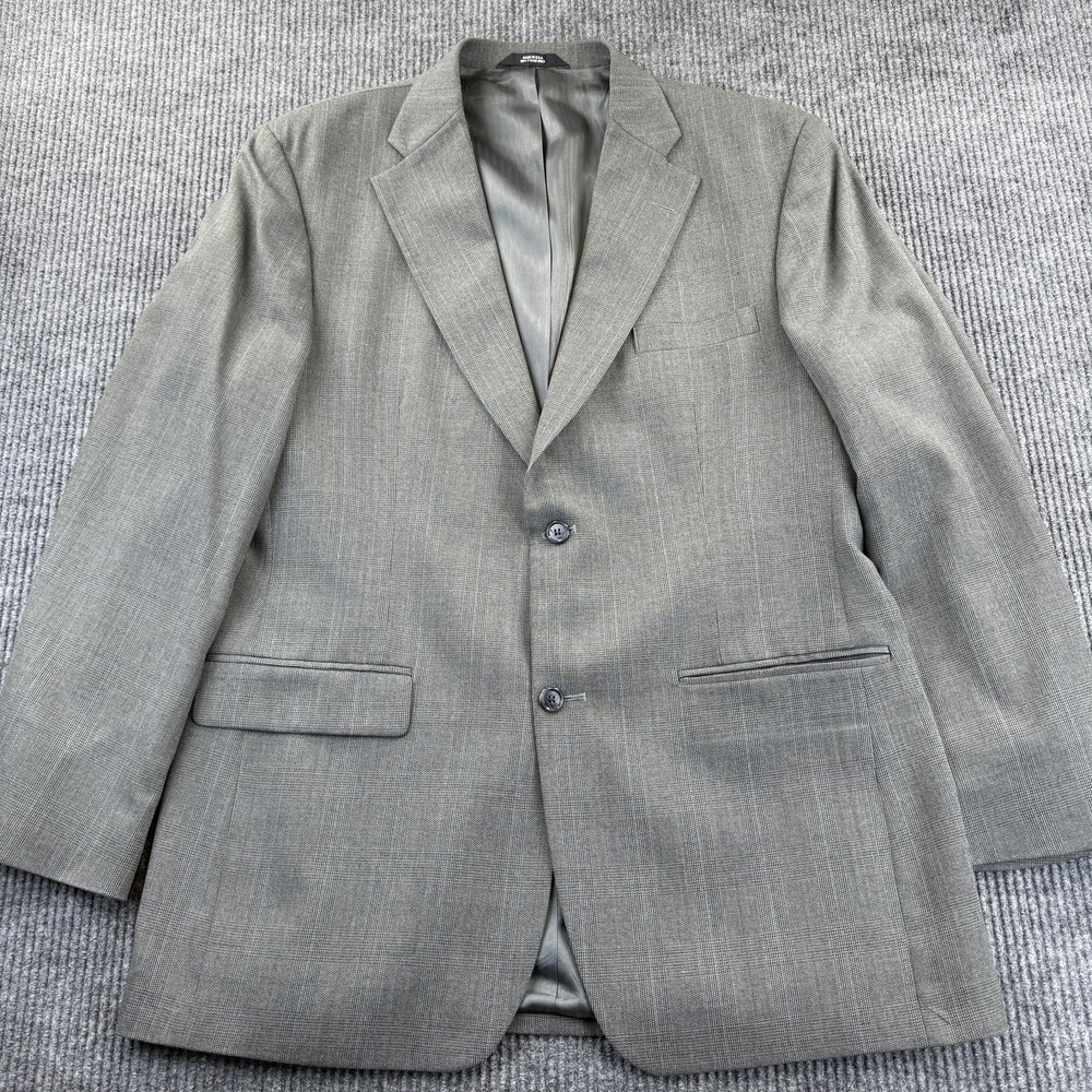 Haggar Black Label Blazer Mens 44L Gray Two Button Wool Blend Sport Coat USA